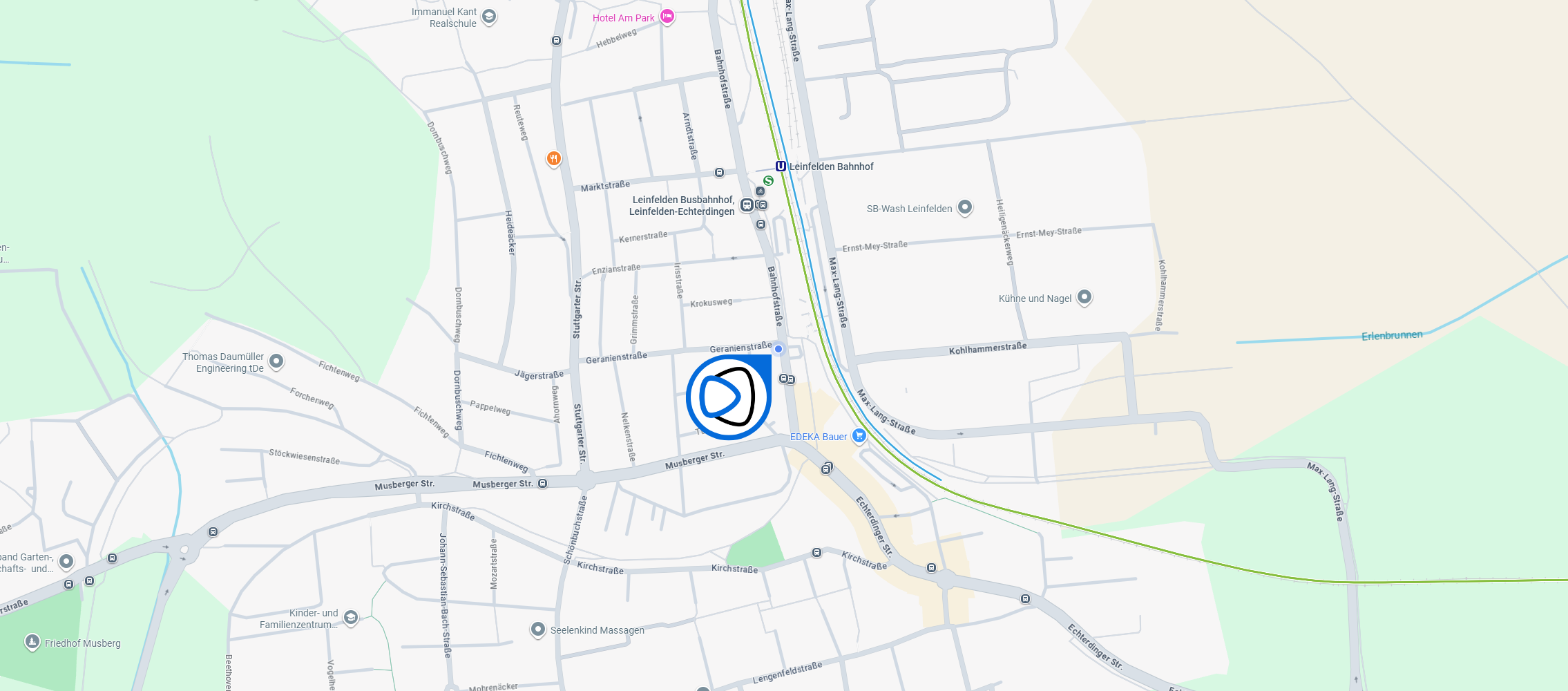 Karte des hubSTR space in Leinfelden-Echterdingen